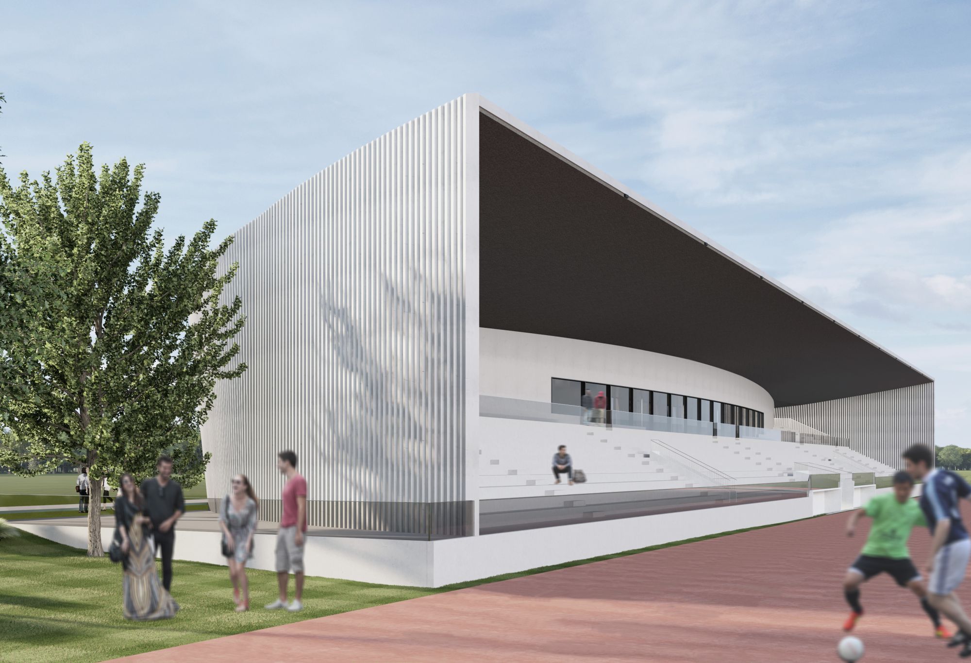 Stadionbau_Frontansicht Tribüne